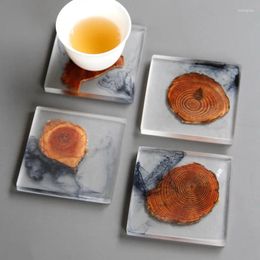 Cups Saucers Creative Resin Tea Coasters Placemats Decor Heat Resistant Drink Mat Home Tabletop Coffee Cup Pad Kitchen Decoration