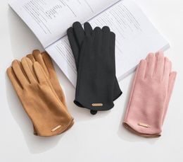 Five Fingers Gloves Women039s Winter Elegant Warm Touch Screen Suede Full Finger Cycling Driving Mittens Guantes Femme1274424