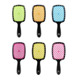 Wide Teeth Air Cushion Comb Wet Dry hollow-carved design Hair Detangling Scalp Massage Brush Hairdressing Women Tranparent Hanging Hole Handle Comb