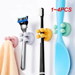 Kitchen Storage 1-4PCS Silicone Hook Easy To Use Paste Wholesale Toothbrush Rack Holder Strong Load Bearing