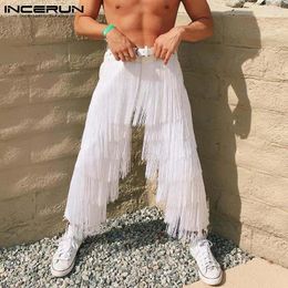 Men's Pants INCERUN Fashion Men Casual Button Tassel Streetwear Joggers Straight Trousers 2024 Personality Loose Pantalon S-5XL