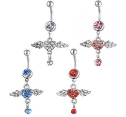 D05671 4 Colours Clear Nice style belly ring Purple Colour Angel as imaged piercing body jewlery navel jewelry1478625