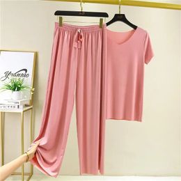 Womens Home Clothes Suit Of Lady House Summer Living Room Wear Autumn Loose Homewear Pants Two Piece Set For Women Cute Pajamas 240514