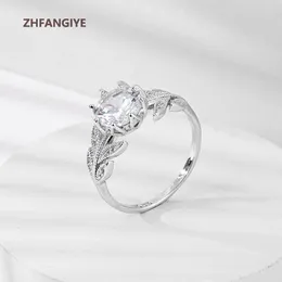 Cluster Rings ZHFANGIYE Charm Ring 925 Silver Jewellery With Zircon Gemstones Finger For Women Wedding Engagement Party Gift Size 6-10