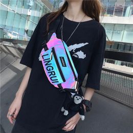 Waist Bags Techwear Style Punk Hip Hop Colourful Reflective Fanny Pack Men Women Multifunction Sport Casual Bag Motorcycle Chest