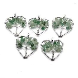 Pendant Necklaces 5/10/20pcs Wire Wrapped Amethyst Reiki Healing Chip Stone Tree Of Life Heart Charms For Earrings Necklace Jewellery Making