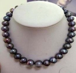 New Fine pearl Jewellery Stunning 8595mm round tahitian huge black red green pearl necklace 18quot 14kGP2949445
