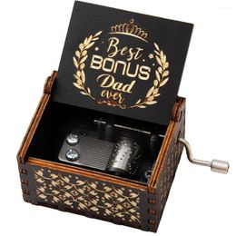 Decorative Figurines Music Box Gifts For Dad To Daddy From Daughter Son Birthday Ever Hand Crank Wooden Musical Boxes My Hero F