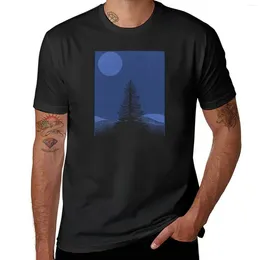 Men's Polos Winter Scenery Tree And Snowfall In Moonlight T-Shirt Customs Summer Tops Quick-drying Black T-shirts For Men