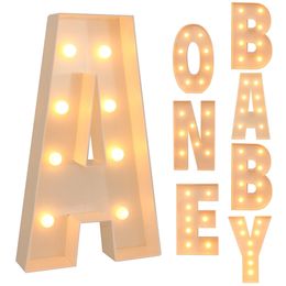 91.5CM Giant Letter Led Light Frame Box Baby Shower 1st Birthday Wedding Party Decor Christmas DIY Name Balloon Filling Box 240513