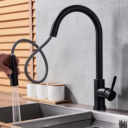 Kitchen Faucets 304 Black Faucet Two Function Single Handle Pull Out Mixer And Cold Water Taps Deck Mounted