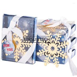 Party Favour 100pcs Snowflake Bookmarks Winter Flower Pendant Gifts Tassel Favours Thanksgiving Christmas Birthday Gift With Box