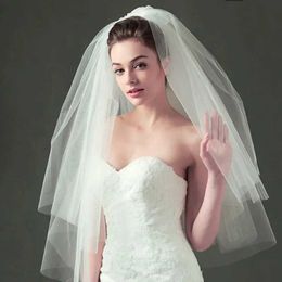 Wedding Hair Jewelry New Arrival Two Layers White Ivory Wedding veils Soft Tulle Cheap Bridal Veil Cheap wedding accessories In Stock welon