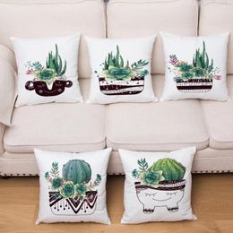 Pillow Nordic Style Cartoon Green Plant Cactus Throw Cover 45 45cm Plush Case Sofa Home Decor Pillows Cases