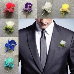 Brooches Bridegroom Mens Corsage Simulation Silk Rose Pin Brooch Wedding Suit Flower Accessories