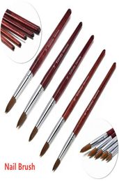 Nail Brushes 1 PC Sable Hair Acrylic Brush Wood Handle Painting Pen For Powder Professional Salon Quality DIY Beauty3657304