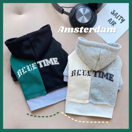 Dog Apparel Pet Clothes Gothic Hoodies For Clothing Cat Small Letter Print Blue Time Cute Winter Fashion Chihuahua Products 2024