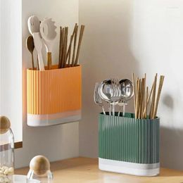 Kitchen Storage Wall-Mounted Rack For Chopsticks Box Tableware Basket Plastic Multifunctional Draining Canister Home