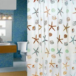 Shower Curtains 180x200cm Waterproof Curtain Mildew Proof Durable Bathroom Screens With Hook Shell Starfish Pattern Bathtub Accessories