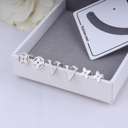 3pcs/set Luxury Brand V-Letters Stud Stainless Steel Designer Earring Geometric Famous Women Crystal Rhinestone Earring Wedding Party Jewerlry