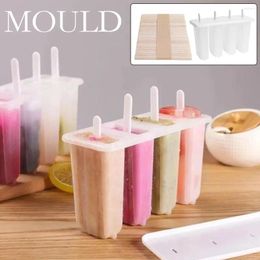 Baking Moulds 4 Cell Ice Cream Popsicle Mould With Cover Diy Homemade Adult Home Cute Children Kitchen Gadget M9B1
