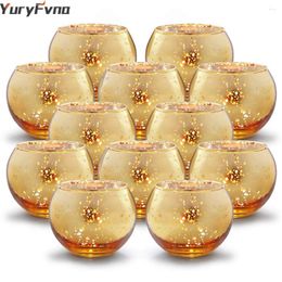 Candle Holders YuryFvna 6/12 Pcs Mercury Glass Votive Tealight Candlestick Wedding Centrepieces Parties Home Decoration Gift