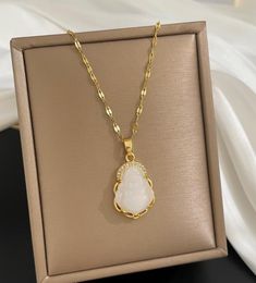 Pendant Necklaces MrZMsZ 2021 Buddha Statue Design White Jade Necklace For Women Exquisite Clavicle Chain Wedding Fashion Jewelry 7668157