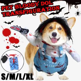 Dog Apparel 1PCS Pet Halloween Masquerade Dress Shirt Funny Bloody Jumpsuit Puppy Cosplay Cat And Clothes