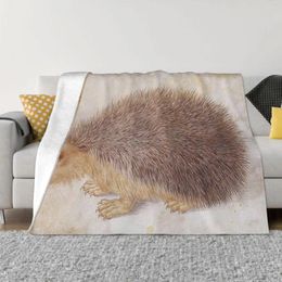 Blankets Cute Hedgehog Plaid Blanket Sofa Cover Flannel Printed Art Gift Adults/Kids Animal Super Soft Throw For Home Car Quilt