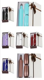 Sublimation Wine tumbler set 500ml mix Colours tea sets stainless steel double wall insulated with wine bottle two tumblers gift se1542668