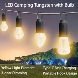 Portable Lanterns LED Camping Hanging Tent Light Rechargeable Outdoor Waterproof Hiking Fishing Emergency Bulb With Hook