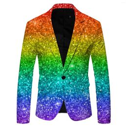 Men's Suits Sequin Print Suit Jacket Slim Fit Lapel Button Long Sleeved Colourful Blazers Party Business Casual Coat Tops For Men