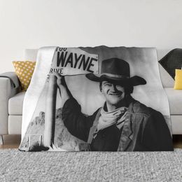 Blankets Black And White John Wayne Blanket Sofa Cover Velvet Printed Actor Vintage Art Soft Throw For Bed Couch Plush Thin Quilt