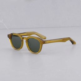 Johnny Depp Sunglasses Original Retro Mens and Womens Sunglasses DAHVEN Series Handmade Oval Acetate Solar Glasses 240513