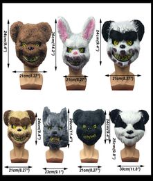 Scary Halloween Rabbit Bunny Masks Scary Spooky Plush Animal Panda Bear Headdress Mask Masquerade Party Cosplay Horriable Props VT7328639