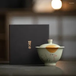 Mugs Tea Chinese Cup Jingdezhen Blue Porcelain Cover Bowl Gaiwan Set Teaware Kitchen Dining Bar Home Garden