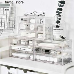 Storage Boxes Bins 3/5/7 Contracts Transparent Plastic Storage Box Desktop Drawer Jewellery Organiser Multi functional Skincare Cosmetic Box S24513