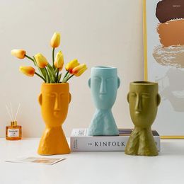 Vases Modern Creative Face Vase Home Living Room Decoration Ornaments Dried Flower Desktop Indoor Pot