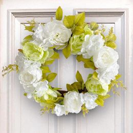 Decorative Flowers Fake Flower Wreath Ornamental White Exquisite Farmhouse Front Door Porch Decor Home Decoration