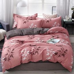 Bedding Sets Home Textile 5 Size Red Summer Bed Linens 3/4pcs Duvet Cover Set Pastoral Sheet AB Side