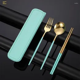 Dinnerware Sets Spoon Fork Chopsticks Cutlery Wheat Straw Tableware Box Children Adult Travel Portable Kitchen Accessories