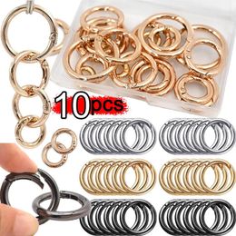 10pcs Openable Round Carabiner Keyring DIY Metal O Ring Spring Buckles Keychains Clasp Bag Clips Connector Snap Hooks Jewellery 240429