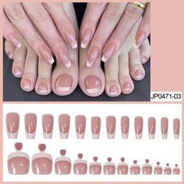 2024 Cross Border Hot Selling Manicure Wearing Nail, Pink and White Hand and Foot Nail Products, Patch Fake Nail Sets, Wearing Nail Wfor Pink and White Fake Nails