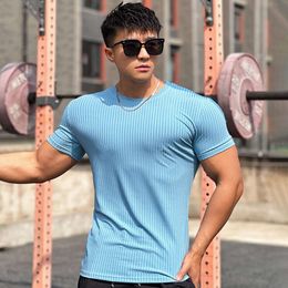 And Spring Summer Trend Fashion Short Sleeve T Shirt New Men S Pullover Solid Color Bottom Shirt Stripe olid tripe
