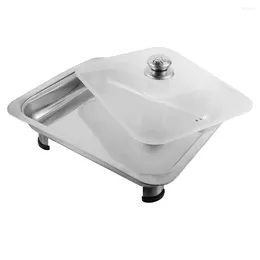 Plates Tray Stainless Steel Dinner Plate Buffet Foods Holder Party Dishes For Serving Flat Plastic Cap Server Chafing Pans