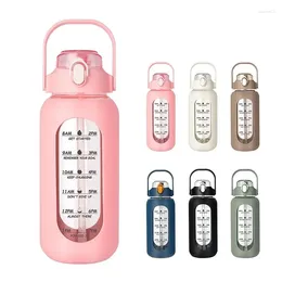 Wine Glasses 64 Oz Glass Water Bolttles With Straw Half Gallon Bottle Silicone Sleeve And Time Marker For Outdoor Sports