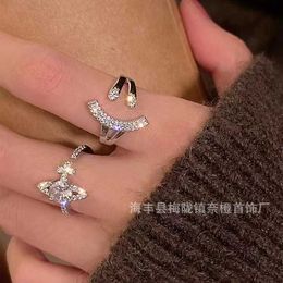 Brand Westwoods Micro Diamond Opening Saturn Ring Single 925 Silver Zircon Female Live Broadcast Nail 48O8