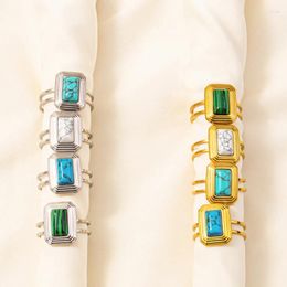 Cluster Rings 1pcs Open Adjustable French Square Gemstone For Mature Men And Women Fashion Bohemian Style Jewellery Handmade DIY