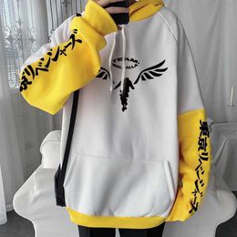 Men's Hoodies Sweatshirts Hot Anime Tokyo Revengers Patchwork Print Hooded Plus Size Hoodie Men Women Sweatshirts Harajuku Autumn Warm Strtwear Pullover T240510