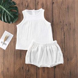 Clothing Sets 0-36months Baby Summer Outfits Cotton Linen Sleeveless Tank Tops Infant Boys And Girls Mini Shorts Clothing Set